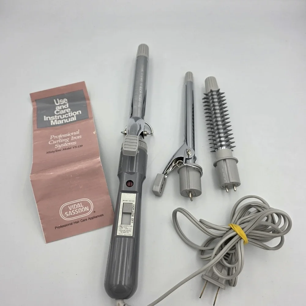Vintage 80's Vidal Sassoon Misty Tone Blue VS-139 Dual Curling Brush Iron System